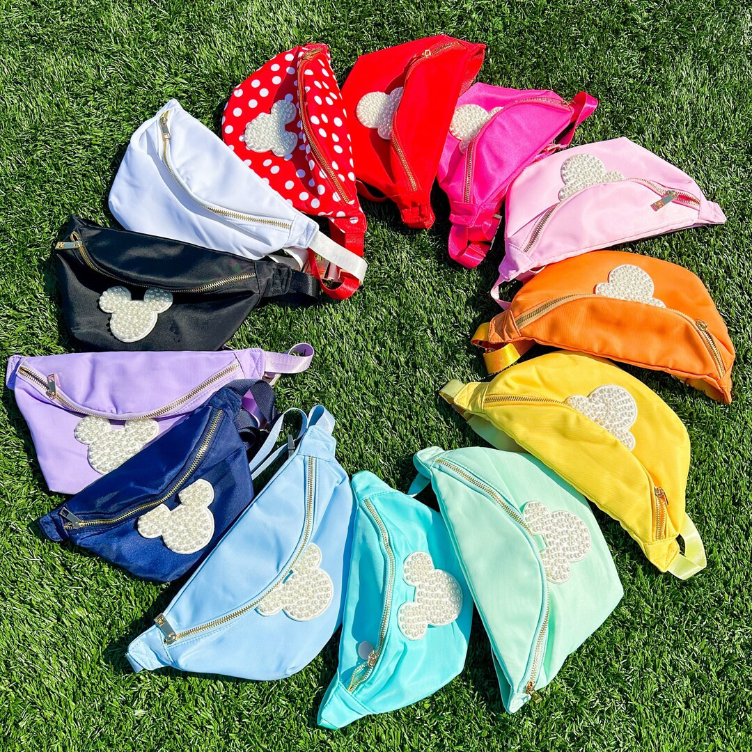 NOW SEWN ON Customizable Pearl Mickey Fanny Pack Pearl Mickey Patch Jumbo Fanny Pack Minnie Fanny... | Etsy (US)