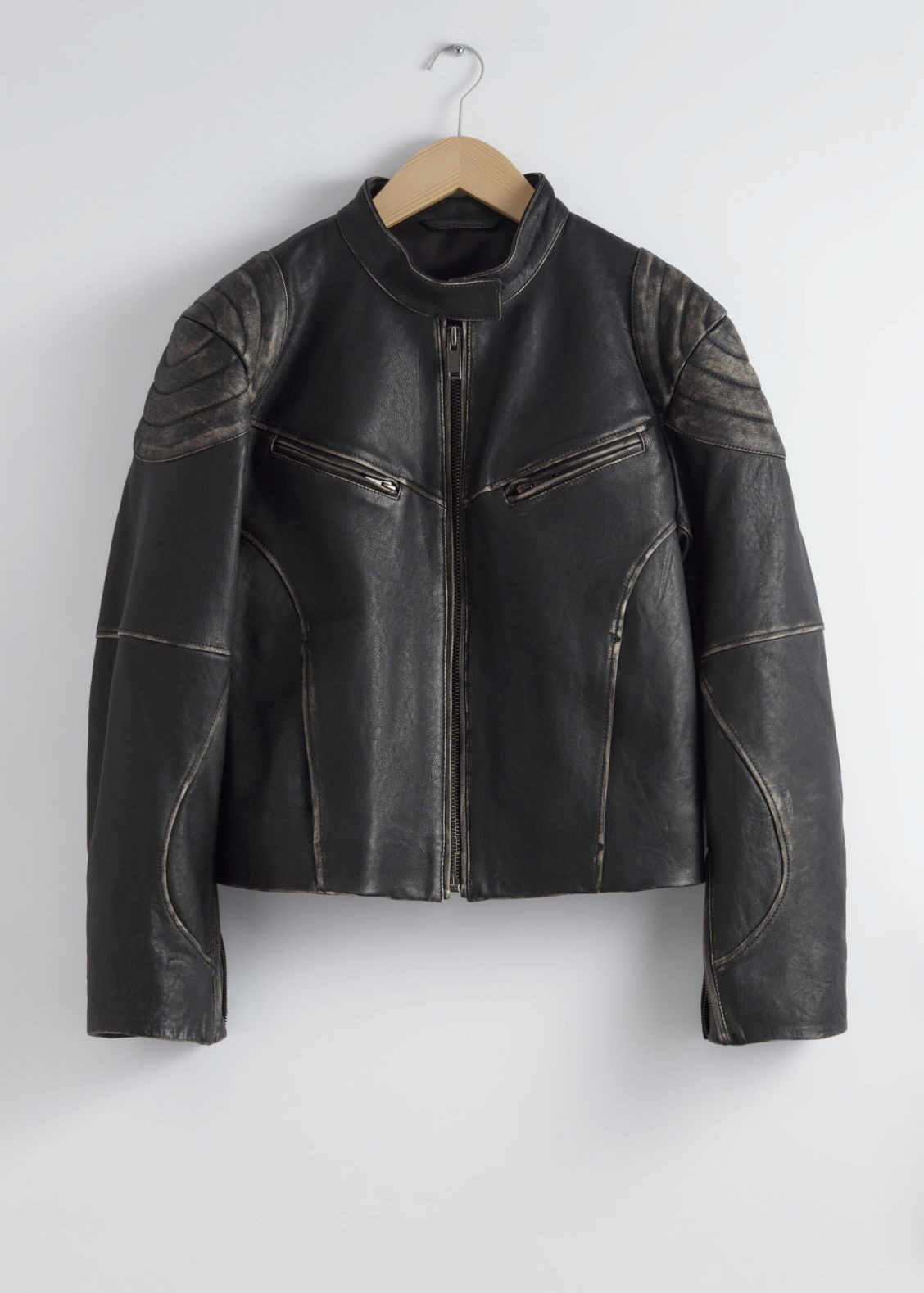 Topstitched Leather Jacket - Black | & Other Stories (EU + UK)