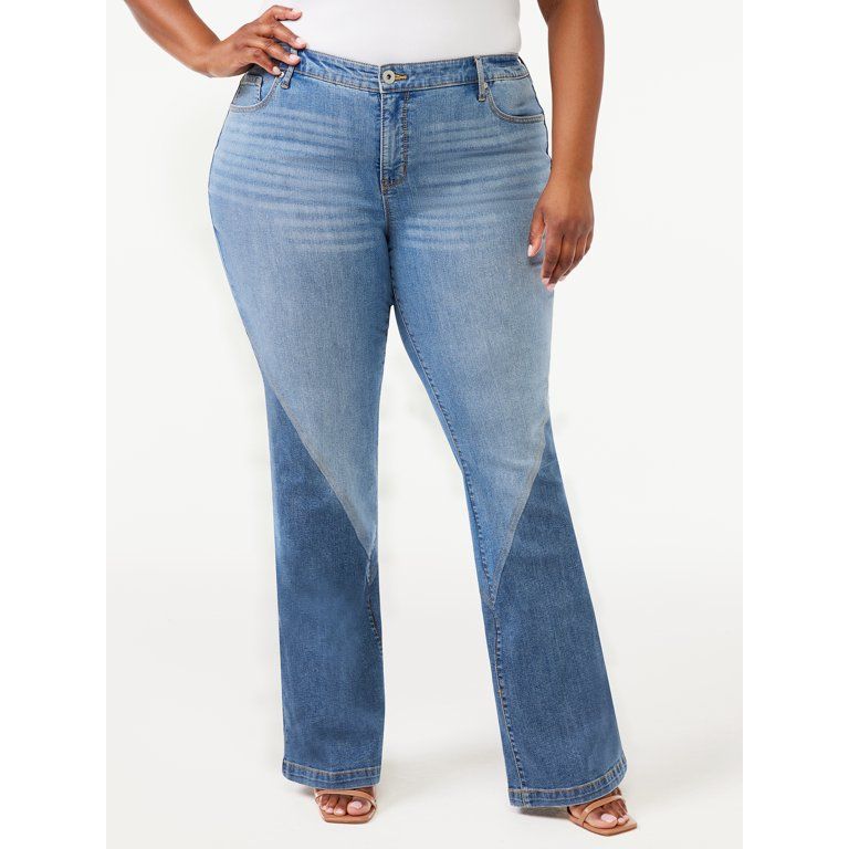 Sofia Jeans by Sofia Vergara Women's Plus Size Melisa Colorblocked Flare Jeans | Walmart (US)