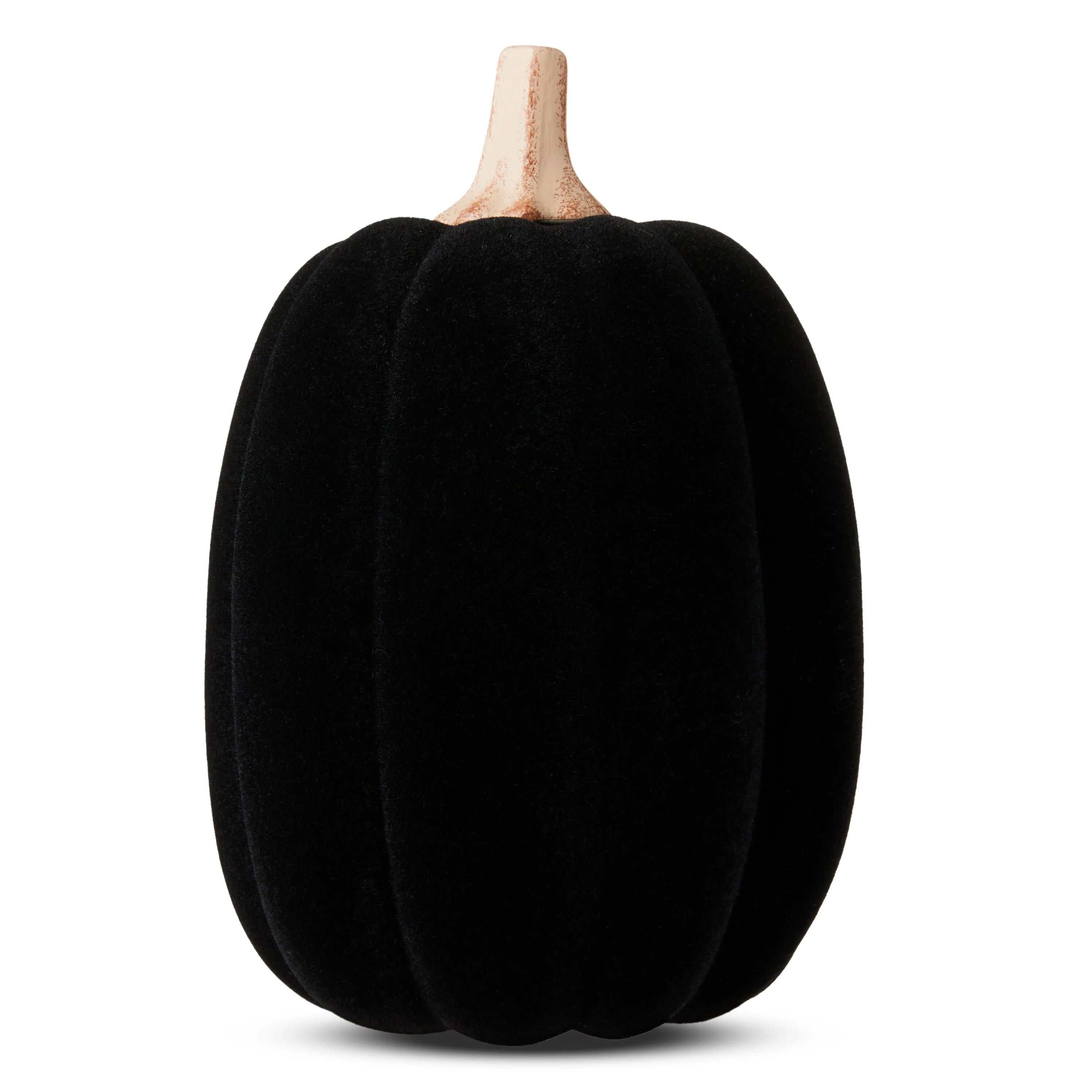 Harvest Black Flocked Pumpkin, 13", by Way To Celebrate | Walmart (US)