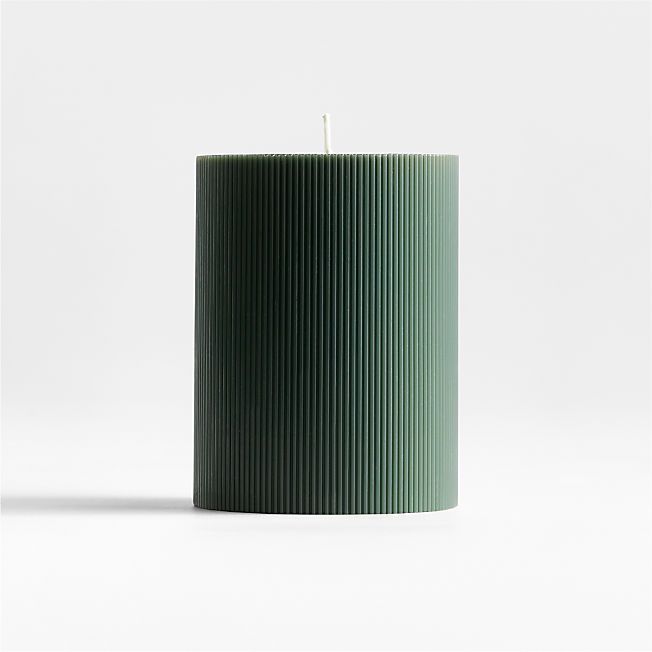 3"x4" Spruce Green Ribbed Pillar Candle + Reviews | Crate & Barrel | Crate & Barrel