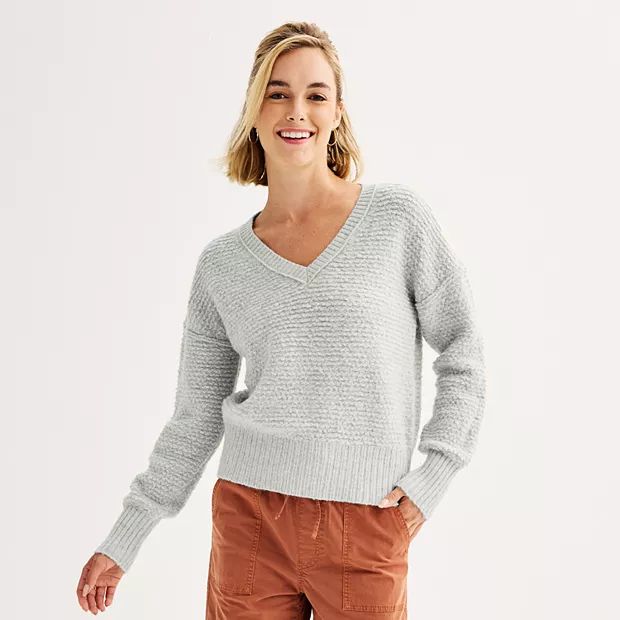 Juniors' SO® Cozy V-Neck Pullover Sweater | Kohl's