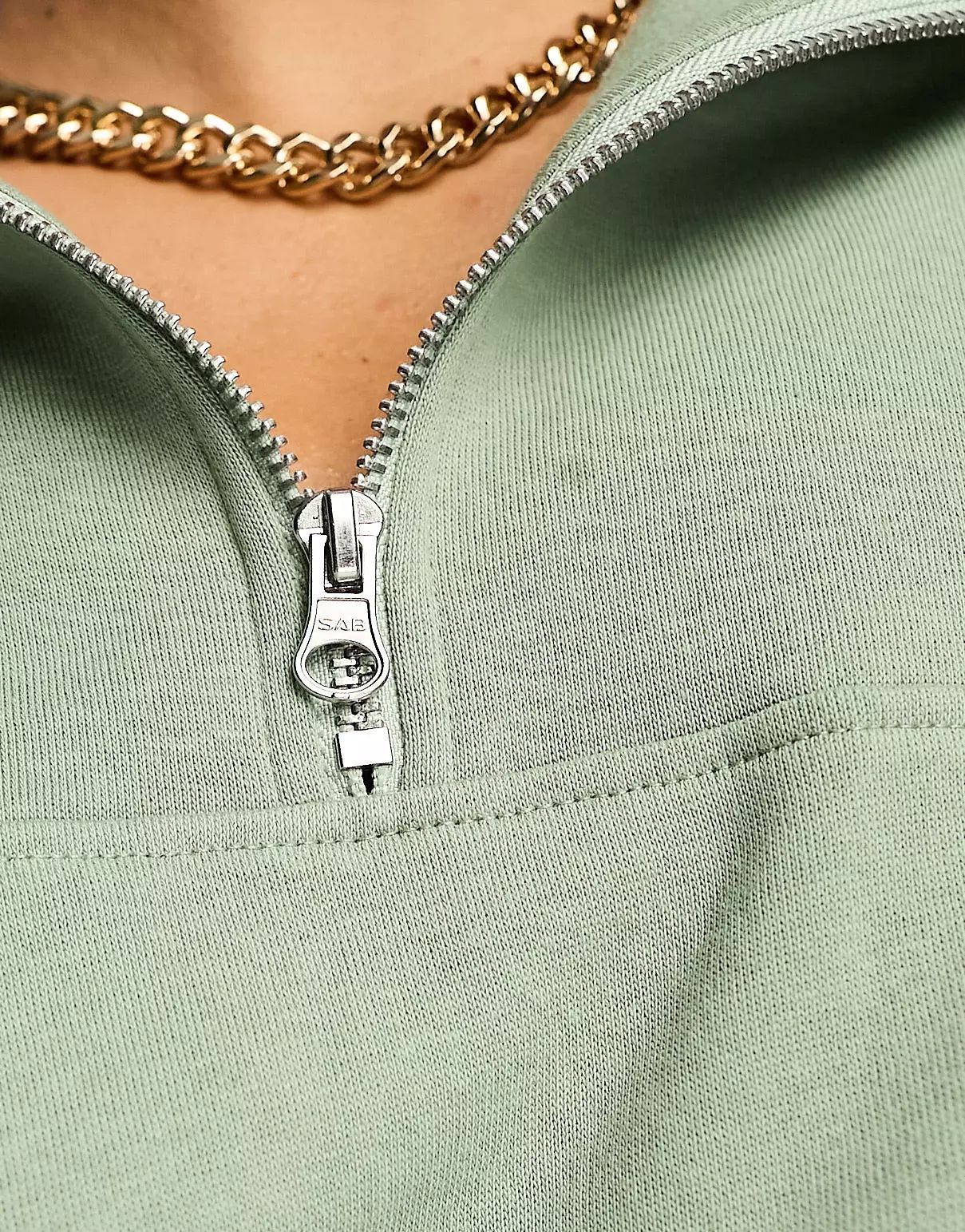 ASOS DESIGN half zip sweatshirt in sage green | ASOS (Global)