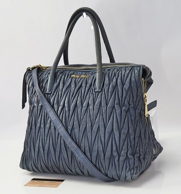 Auth MIU MIU Navy Blue Leather Hand and Shoulder 2-way Bag Purse #59483  | eBay | eBay US