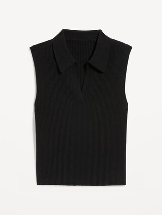 Rib-Knit Crop Polo Sweater | Old Navy (US)