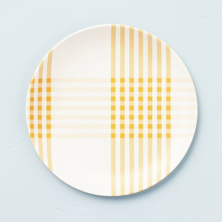 9" Picnic Plaid Bamboo-Melamine Salad Plates Gold/Cream - Hearth & Hand™ with Magnolia | Target