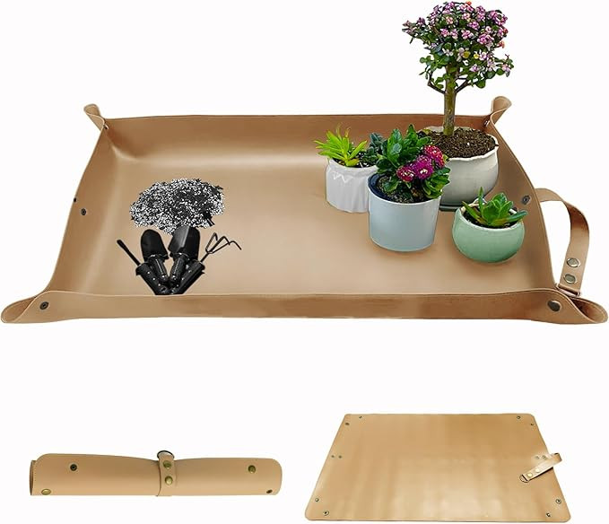 Leather Plant Repotting Mat Waterproof Transplanting Mat Indoor Succulent Potting Portable Garden... | Amazon (US)