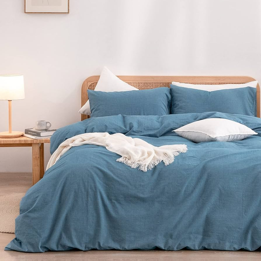 BESTOUCH Duvet Cover Set 100% Washed Cotton Linen Feel Super Soft Comfortable Chic Lightweight 2 ... | Amazon (US)
