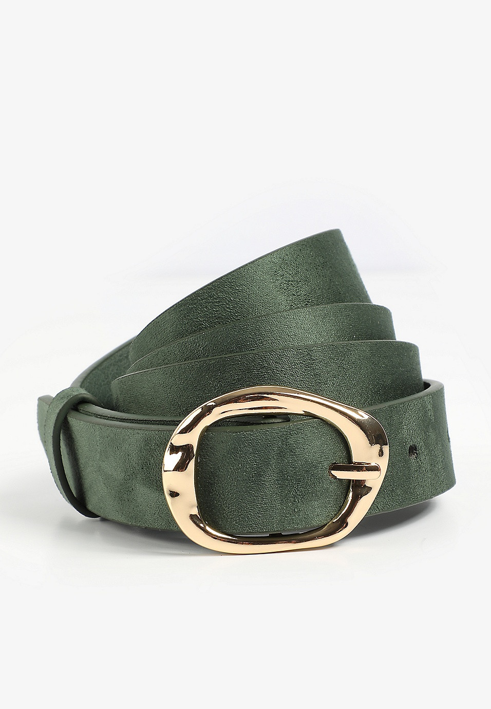Plus Size Green Faux Suede Hammered Buckle Belt | Maurices