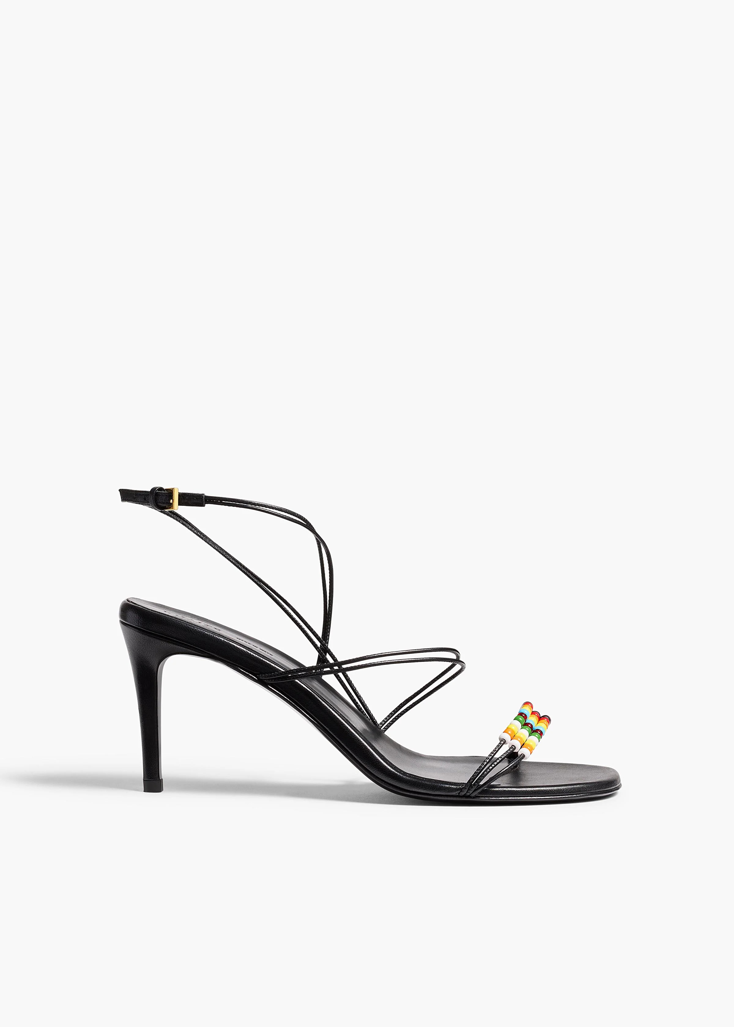 KHAITE - Loop Sandal With Beads In Black Leather | Khaite