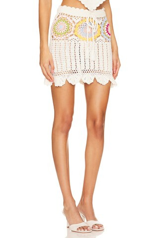 Lovers and Friends Val Crochet Mini Skirt in Pastel Multi from Revolve.com | Revolve Clothing (Global)