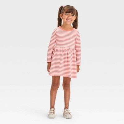 Toddler Girls' Striped Long Sleeve Dress - Cat & Jack™ Orange | Target