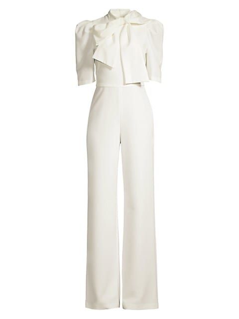 Black Halo Ara Bow Puff-Sleeve Jumpsuit | Saks Fifth Avenue