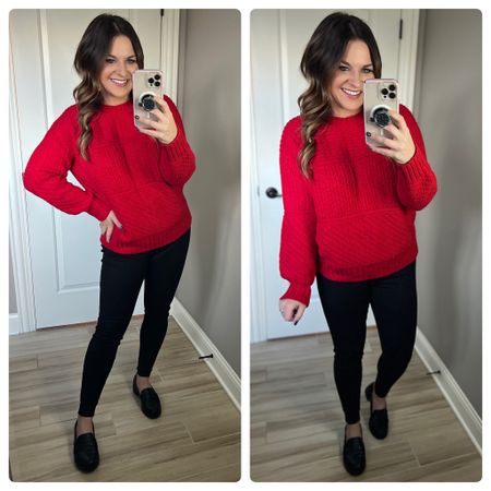 I love wearing red around the holidays, and this knit sweater from Walmart is so cozy! If red isn’t your color, it does come in other colors. 
#ad #walmartfashion #walmart 

#LTKstyletip #LTKHoliday #LTKSeasonal