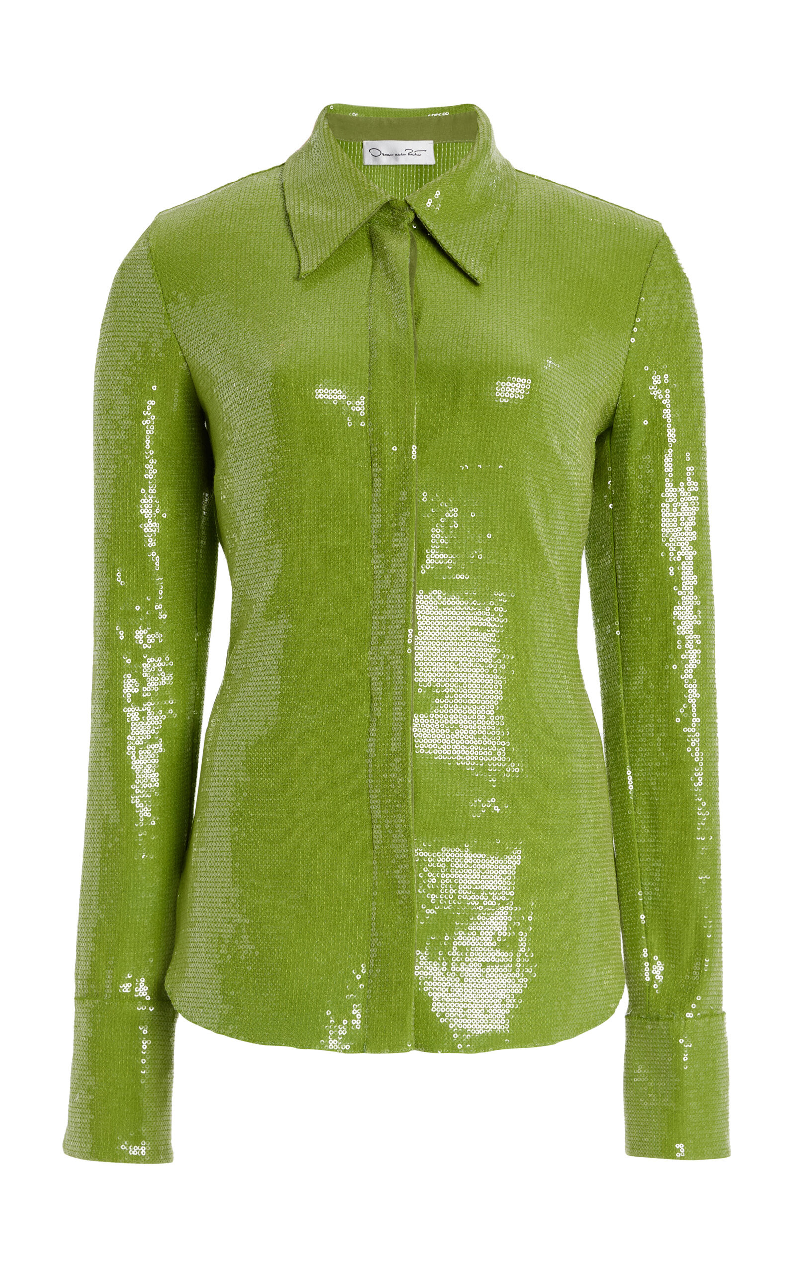 Oscar de la Renta - Sequined Jersey Shirt - Green - US 6 - Moda Operandi | Moda Operandi (Global)