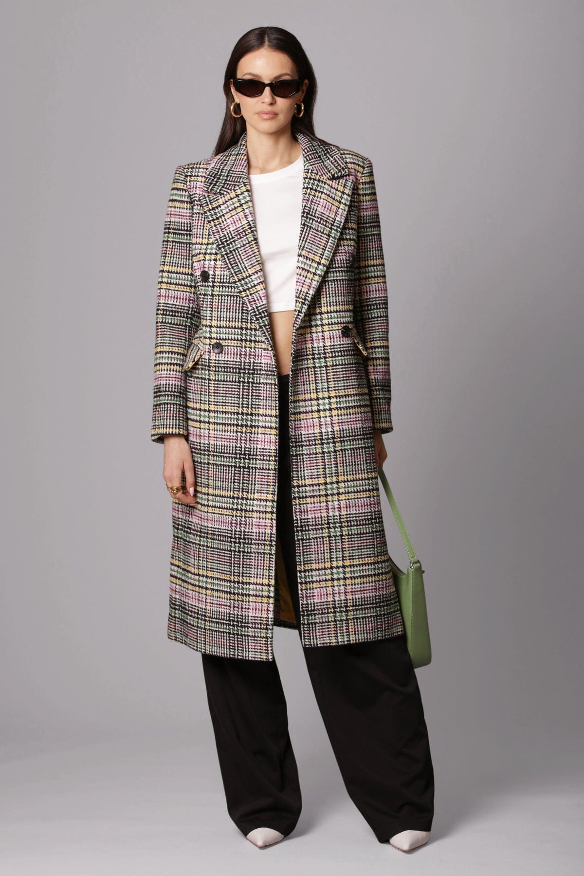 Plaid Double-Breasted Tailored Coat | Avec Les Files