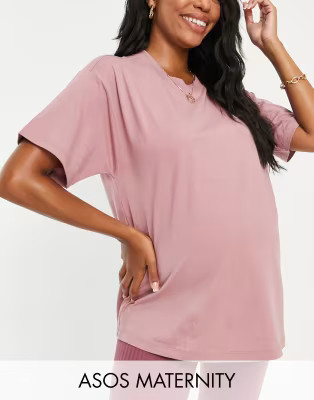 ASOS DESIGN Maternity ultimate oversized t-shirt in blush | ASOS (Global)