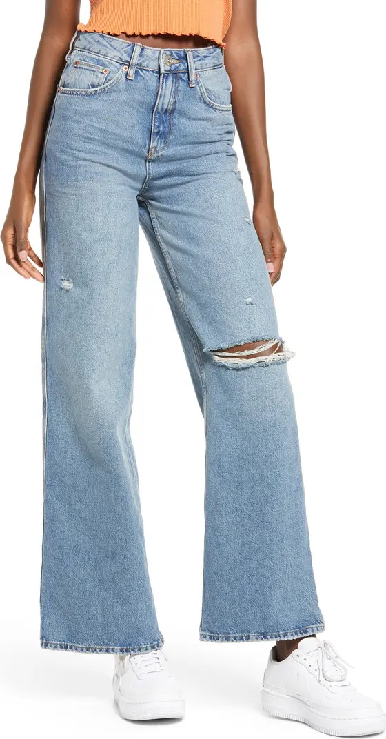 Ripped Superhigh Waist Puddle Jeans | Nordstrom