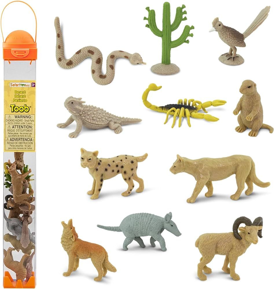 Safari Ltd. Desert TOOB - Figurines of Horned Lizard, Cactus, Road Runner, Scorpion, Rattlesnake,... | Amazon (US)
