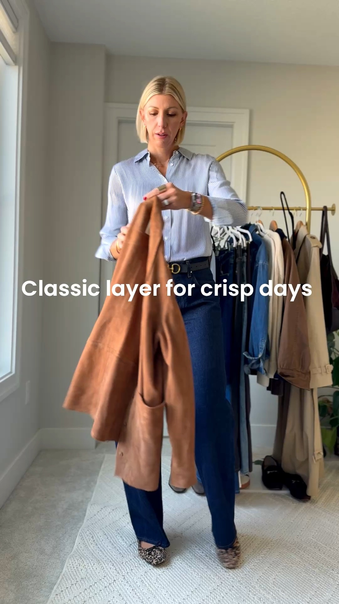 This suede jacket is the perfect chic layer for this time of year. It’s so easy to dress up or down and pairs perfectly with classic stripes and dark denim for the season.

#LTKSeasonal #LTKWorkwear #LTKOver40