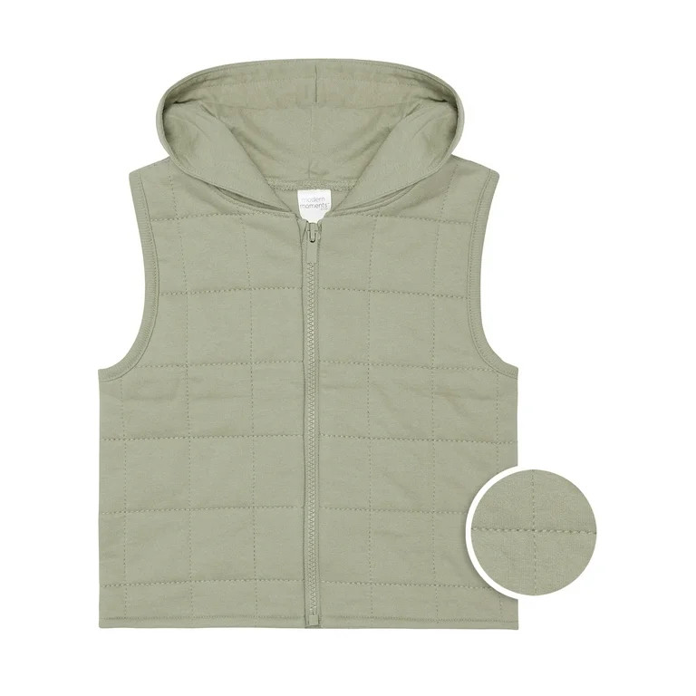 Modern Moments by Gerber Baby and Toddler Boy Quilted Hooded Zip Vest, Sizes 12M-5T - Walmart.com | Walmart (US)