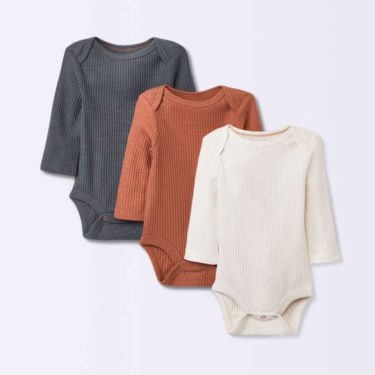 Baby 3pk Waffle Long Sleeve Bodysuit - Cloud Island™ Orange | Target