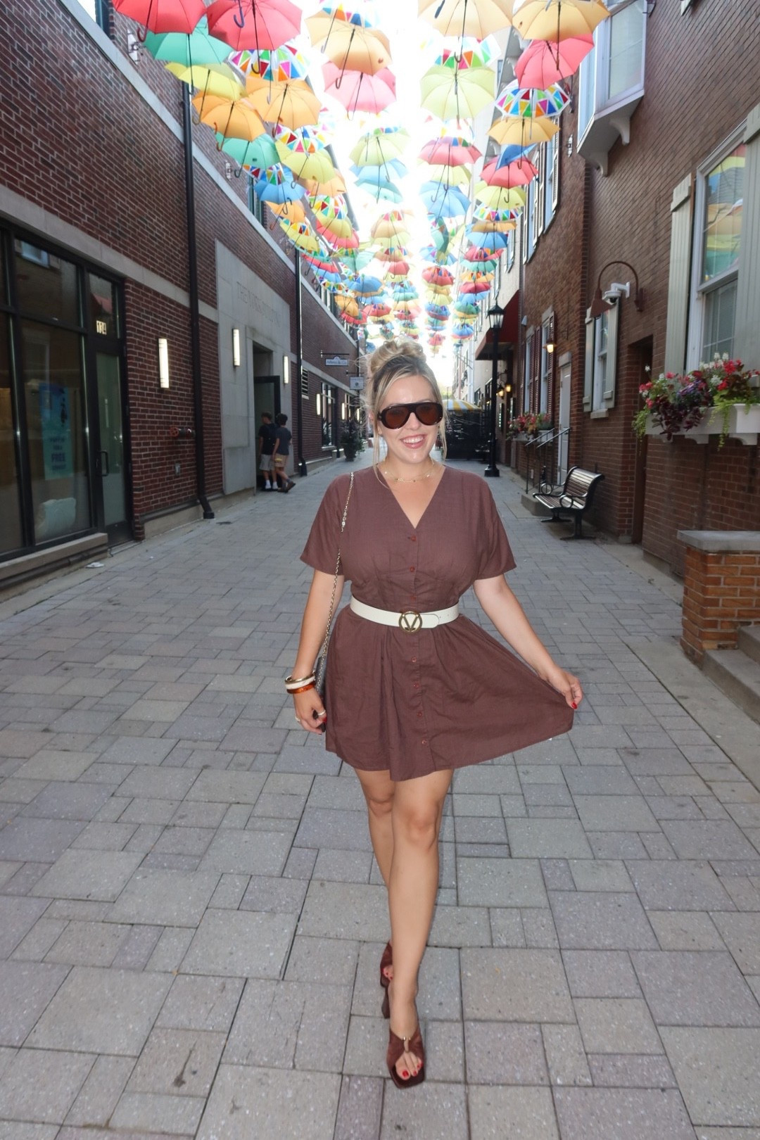 Brown short sleeve button down dress
Summer linen dress
Summer outfit 
Summer dinner dress
Brown mules with chunky heel

#LTKSeasonal #LTKMidsize #LTKTravel