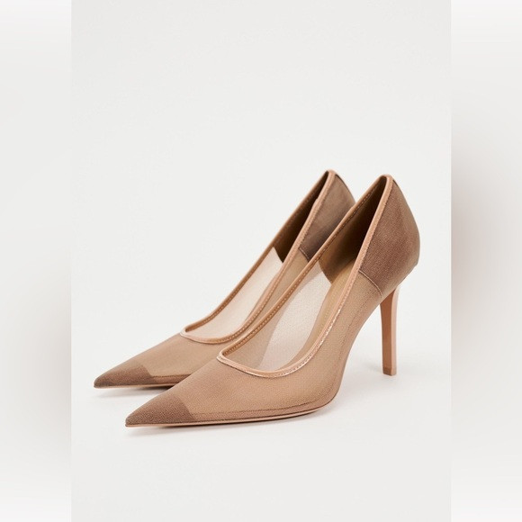 Zara Women’s Nude Mesh Pointed Toed High Heels NWT | Poshmark