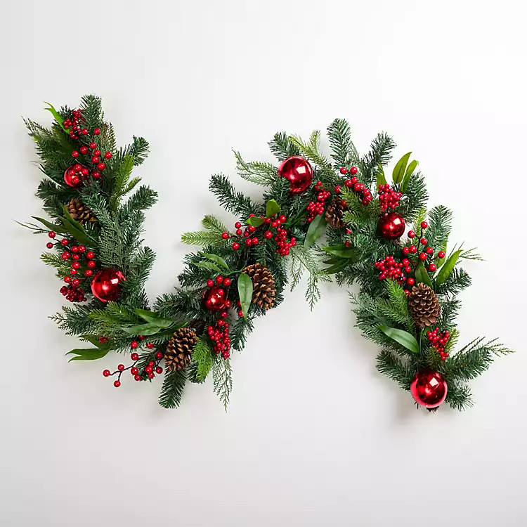 New! Red Berry Ornament Christmas Garland | Kirkland's Home