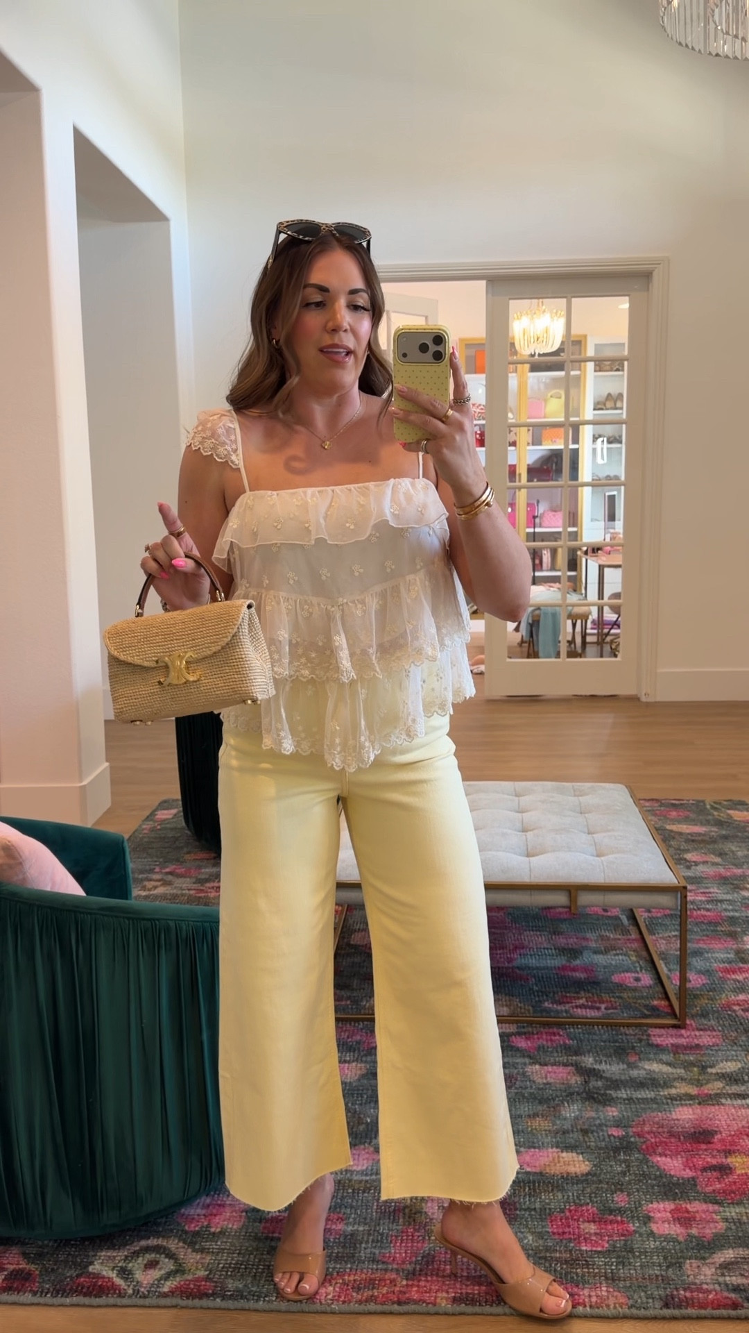 curvy midsize feminine spring butter yellow outfit 💛 wearing size large in lace camisole top and size 30 in butter yellow denim 

#LTKSeasonal #LTKMidsize