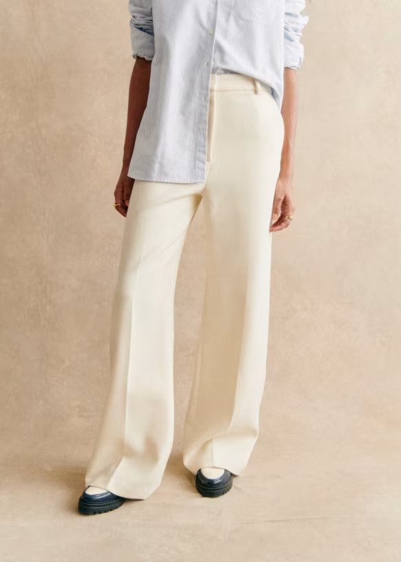 Matheo Trousers - Ecru - Recycled polyester - Sézane | Sezane - UK