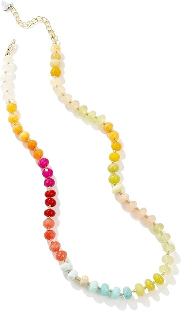 Gemstone Beaded Necklace for Women Colorful Natural Stone Freshwater Pearl Surfer Beach Rainbow N... | Amazon (US)