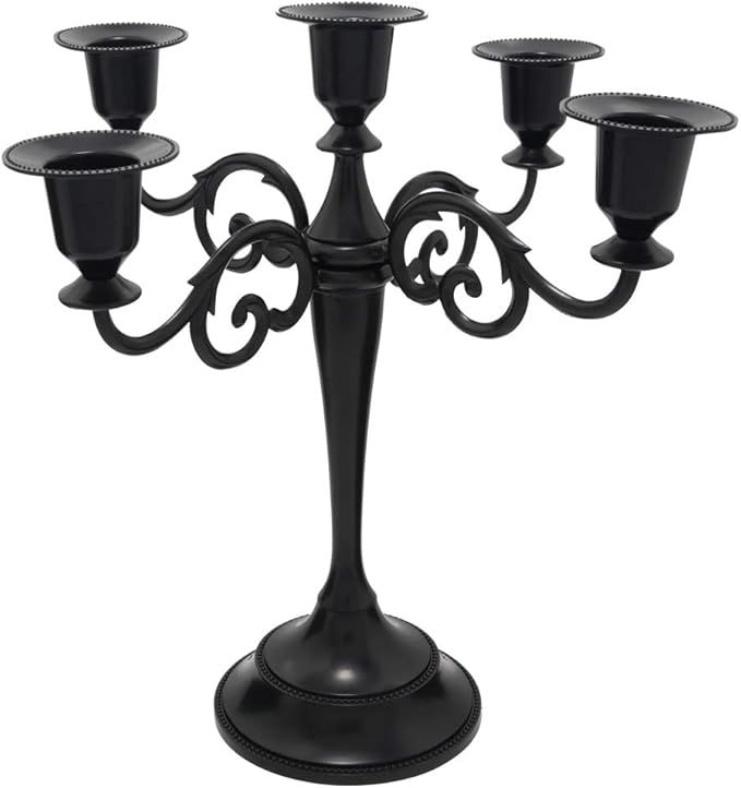 Viscacha Metal Candle Holder，5 Arms Pure Black Candle Holders for Pillar Candles（10.6 inch Ta... | Amazon (US)