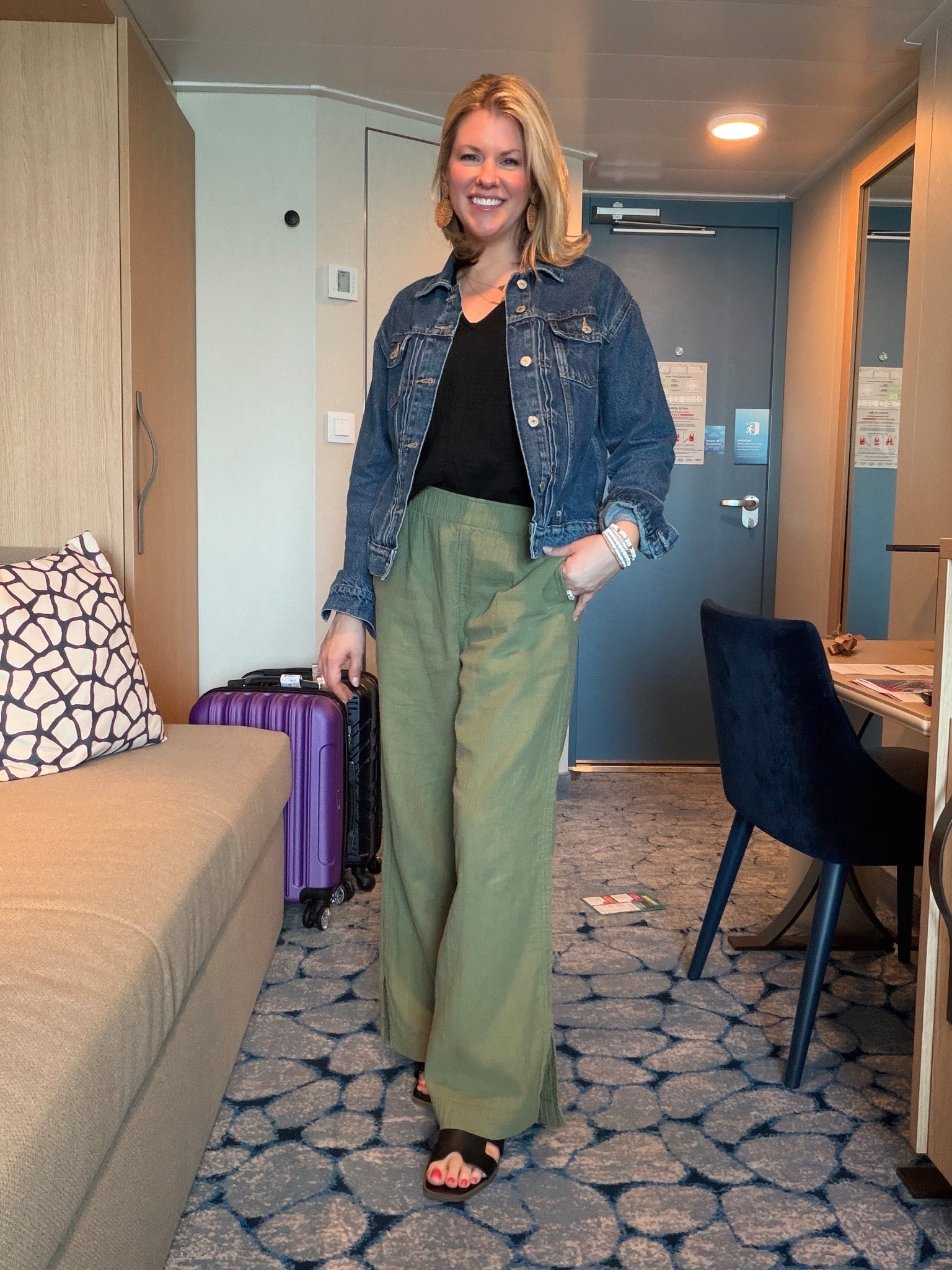 Cruise boarding day outfit! The most comfy pants EVER that go with practically anything !

#LTKTravel #LTKootd #LTKOver40