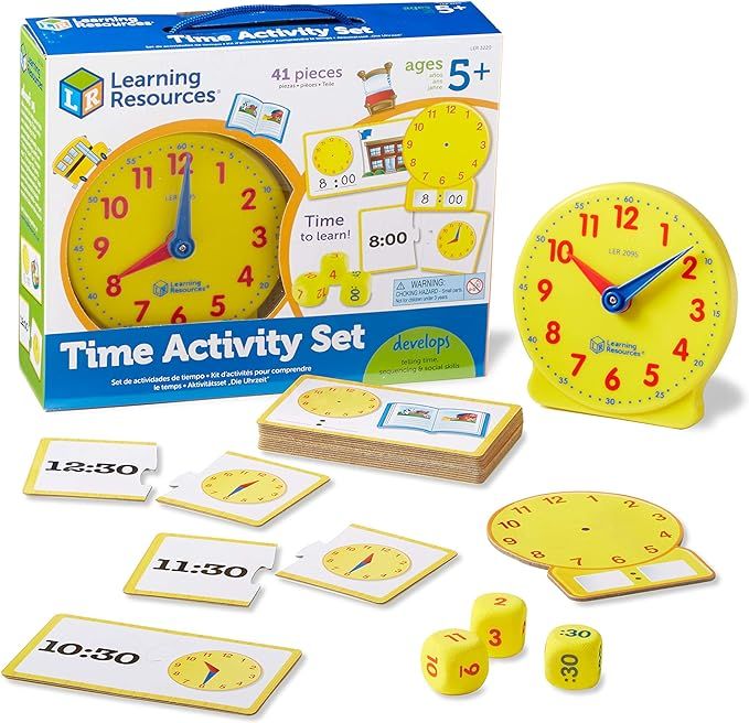 Learning Resources Time Activity Set - 41 Pieces, Ages 5+ Teaching Clocks for Kids, Telling Time,... | Amazon (US)