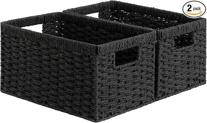 StorageWorks Pantry Baskets, Wicker Storage Baskets for Organizing, Bathroom Shelves, Pantry Orga... | Amazon (US)