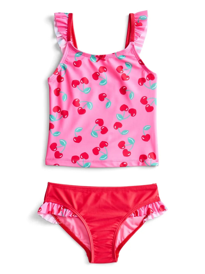 Wonder Nation Girls Ruffle Tankini Swimsuit, 2-Piece, Sizes 4-18 | Walmart (US)