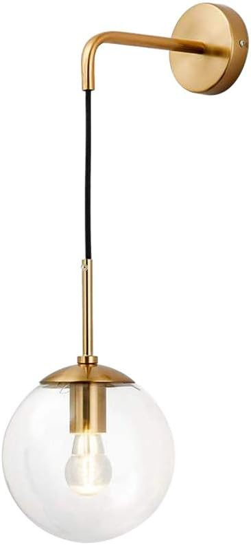 BOKT Mid Century Modern Wall Mounted Sconce Light Minimalist Adjustable Brass Ball Glass Fixture ... | Amazon (US)