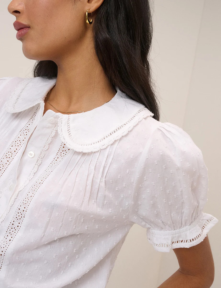White Broderie Anglaise Peter Pan Collar Blouse | Nobody's Child