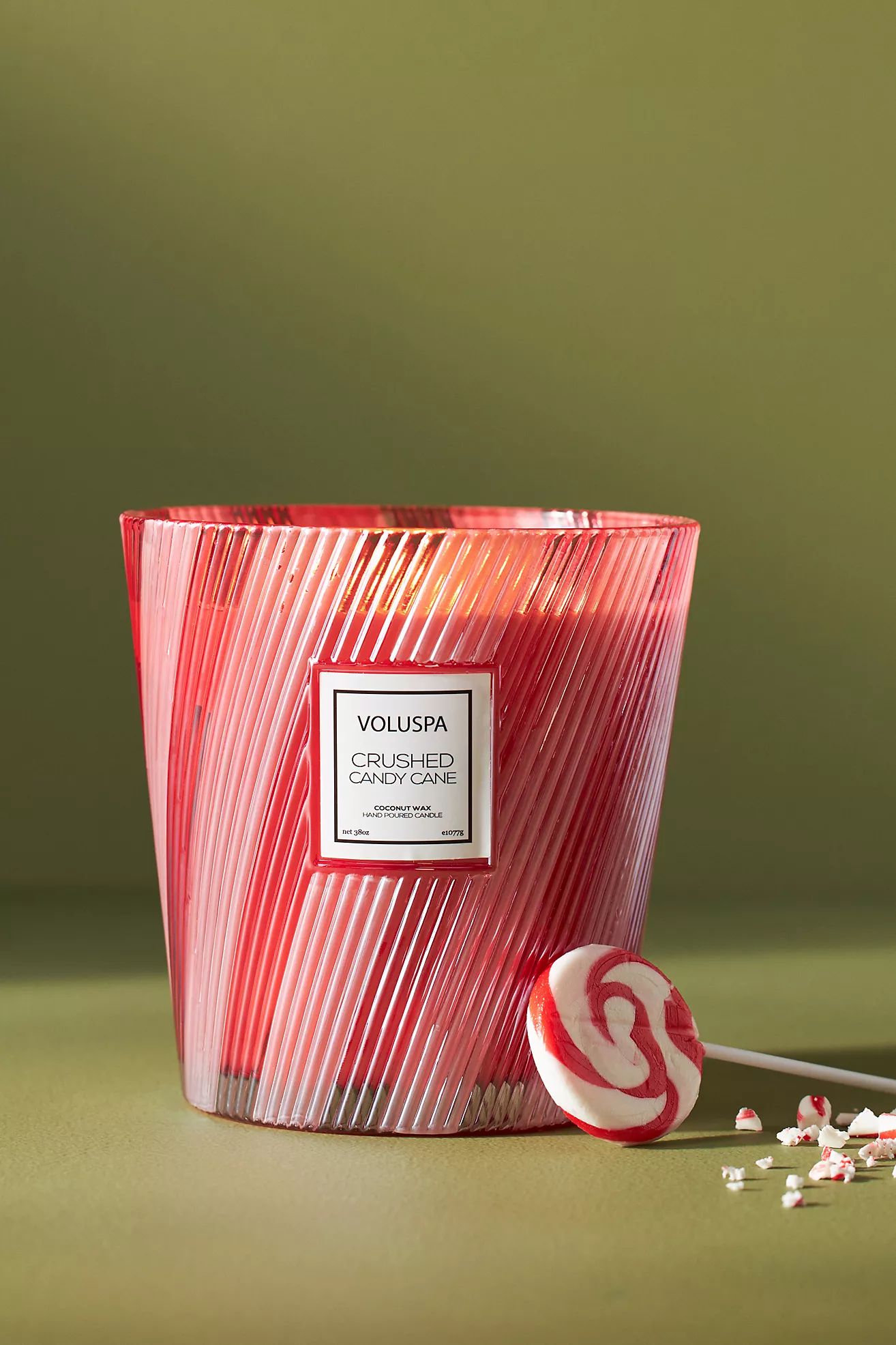 Voluspa Crushed Candy Cane Hearth Glass Candle | Anthropologie (US)