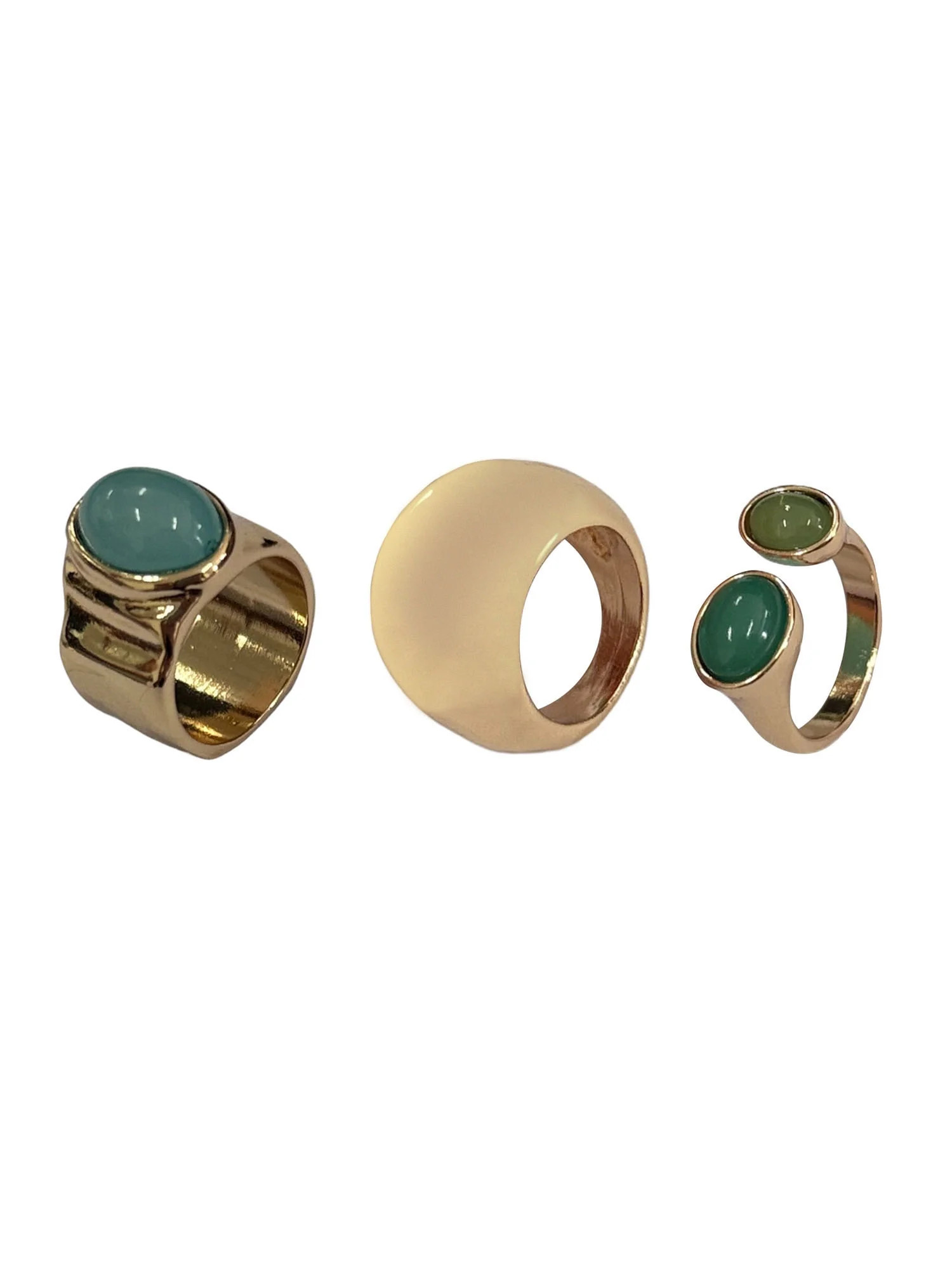 Time and Tru Multicolor Cabochon Chunky Rings for Female Adults and Teens, 3 Pack | Walmart (US)