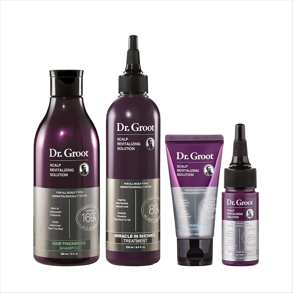 Dr. Groot Thicken & Smooth at Home and On The Go Bundle for Hair Loss, Korean Hair Care, With Bio... | Amazon (US)