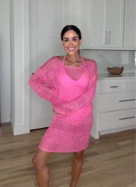 Amazon pink crochet cover up and swimsuit size s 

#LTKfindsunder50 #LTKfindsunder100 #LTKswim