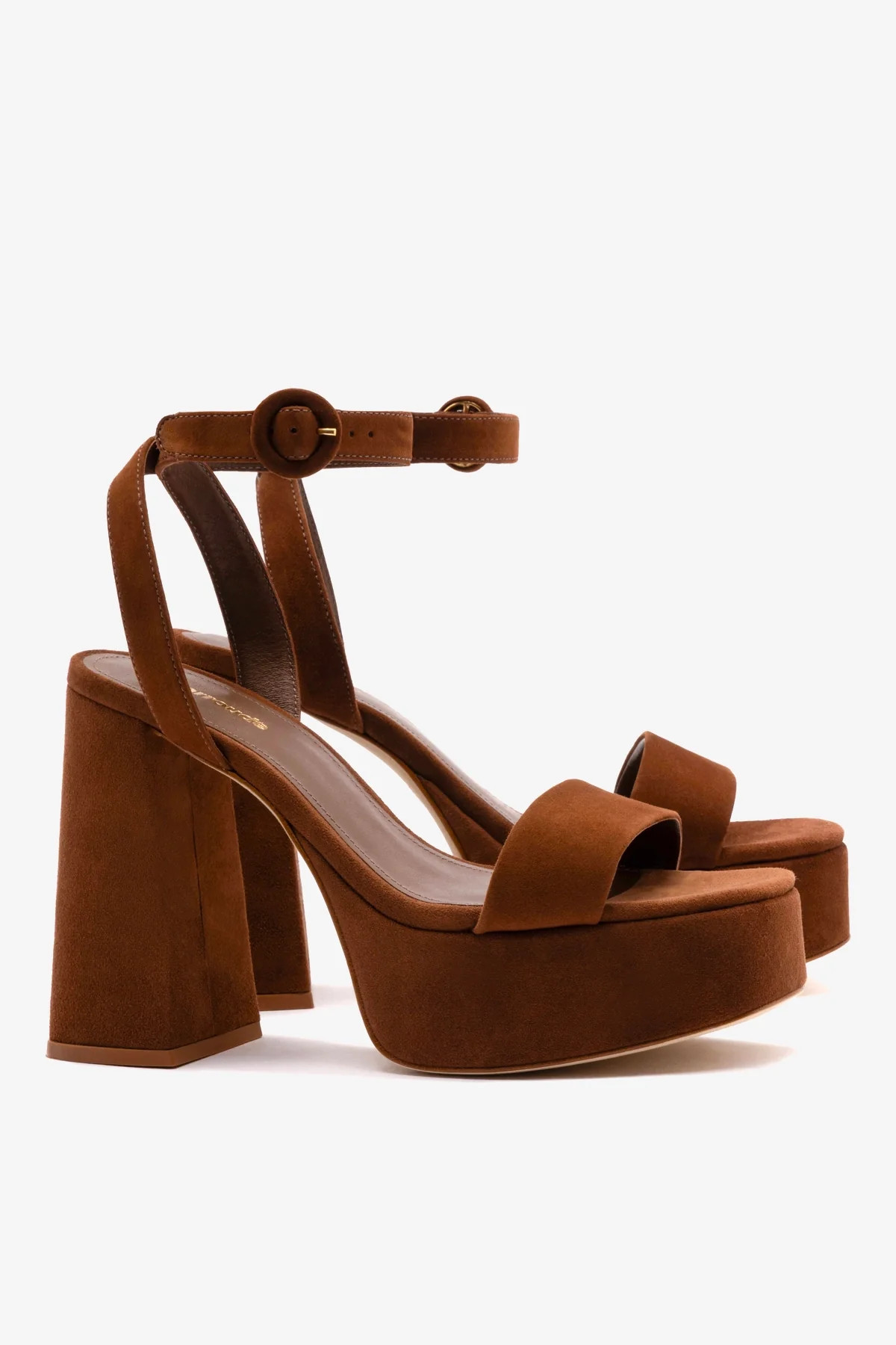 Dolly Sandal In Burnt Umber Suede | Larroude