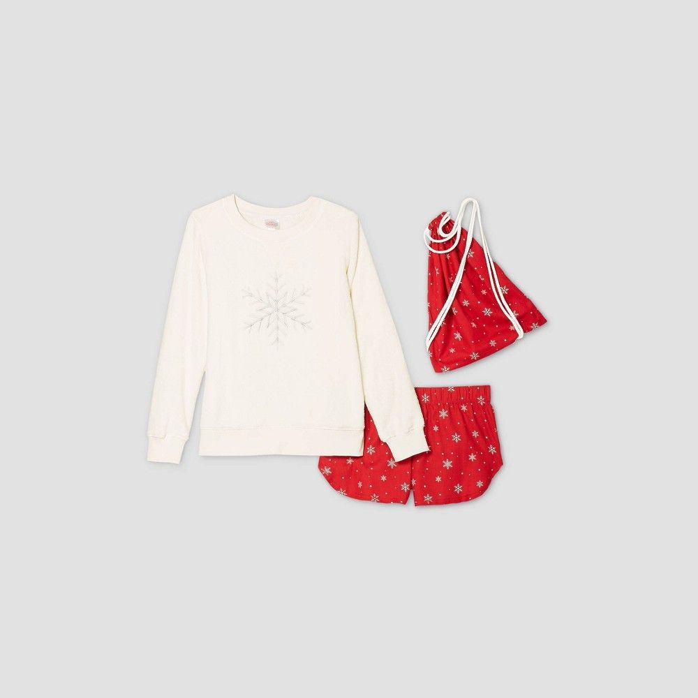 Women's Snowflake 3pc Backpack and Pajama Set - Wondershop Red M | Target