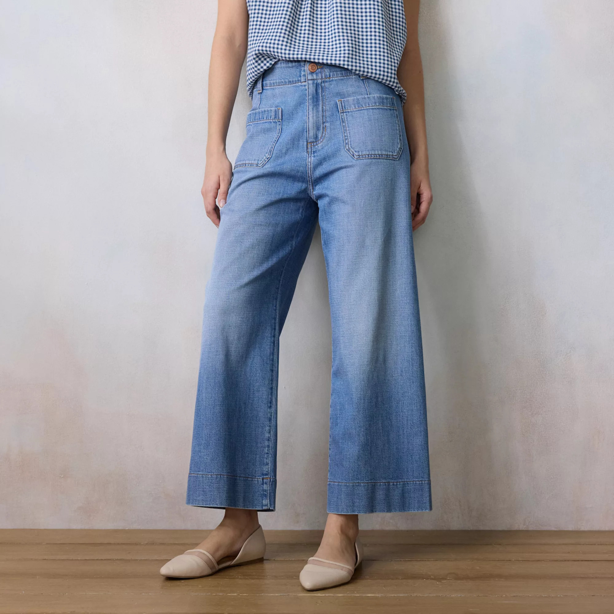 Petite LC Lauren Conrad Super High Rise Wildflower Wide Leg Cropped Pants | Kohl's