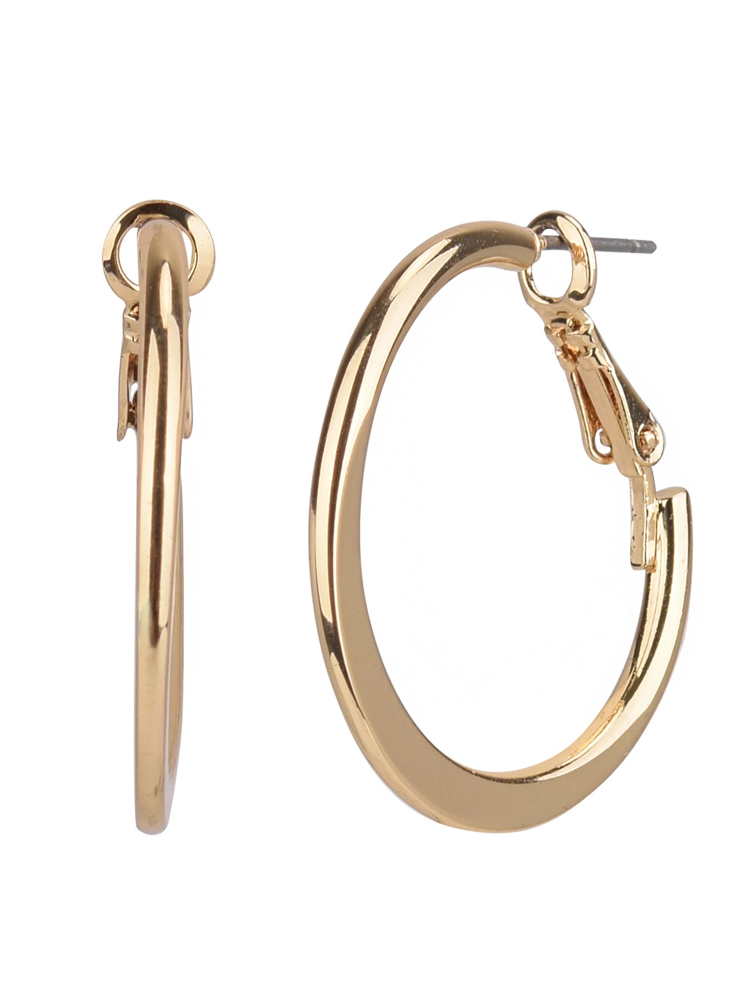 Time and Tru Women's Gold Tone Flat Metal Hoop Earring | Walmart (US)