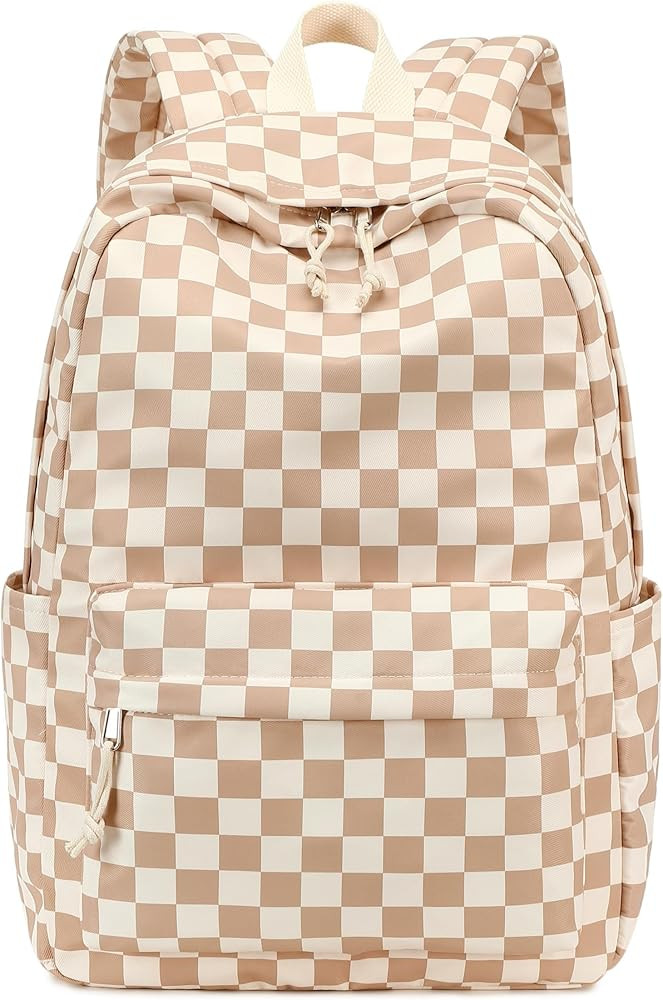 LOULOU Kids Backpack for Girls, Large Checkered School Backpack for Kids 8-12, Lightweight Bookba... | Amazon (US)
