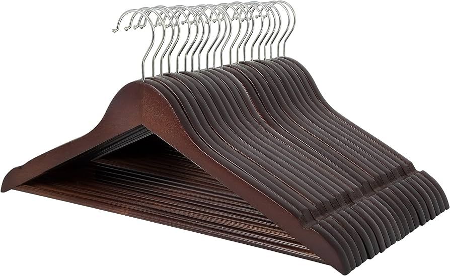 Amazon Basics Wood Suit Clothes Hangers - Cherry, 20-Pack | Amazon (US)