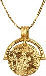 Coin Necklace 18K Gold Plated Vintage Coin Pendant Gold Necklace for Women Girls | Amazon (US)